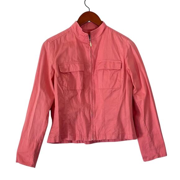 VTG Y2K Pink Cotton Evan-Picone Moto/Utility Style Zip Up Jacket, Size S - Picture 1 of 12